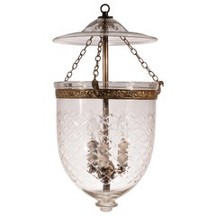 Antique Bell Jar Lantern with Cut Glass Etching