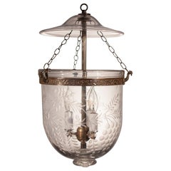 Bell Jar Lantern with Grape Vine Etching