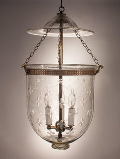Bell Jar Lantern with Trellis Etching