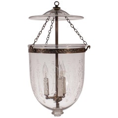 Bell Jar Lantern with Wheat Etching