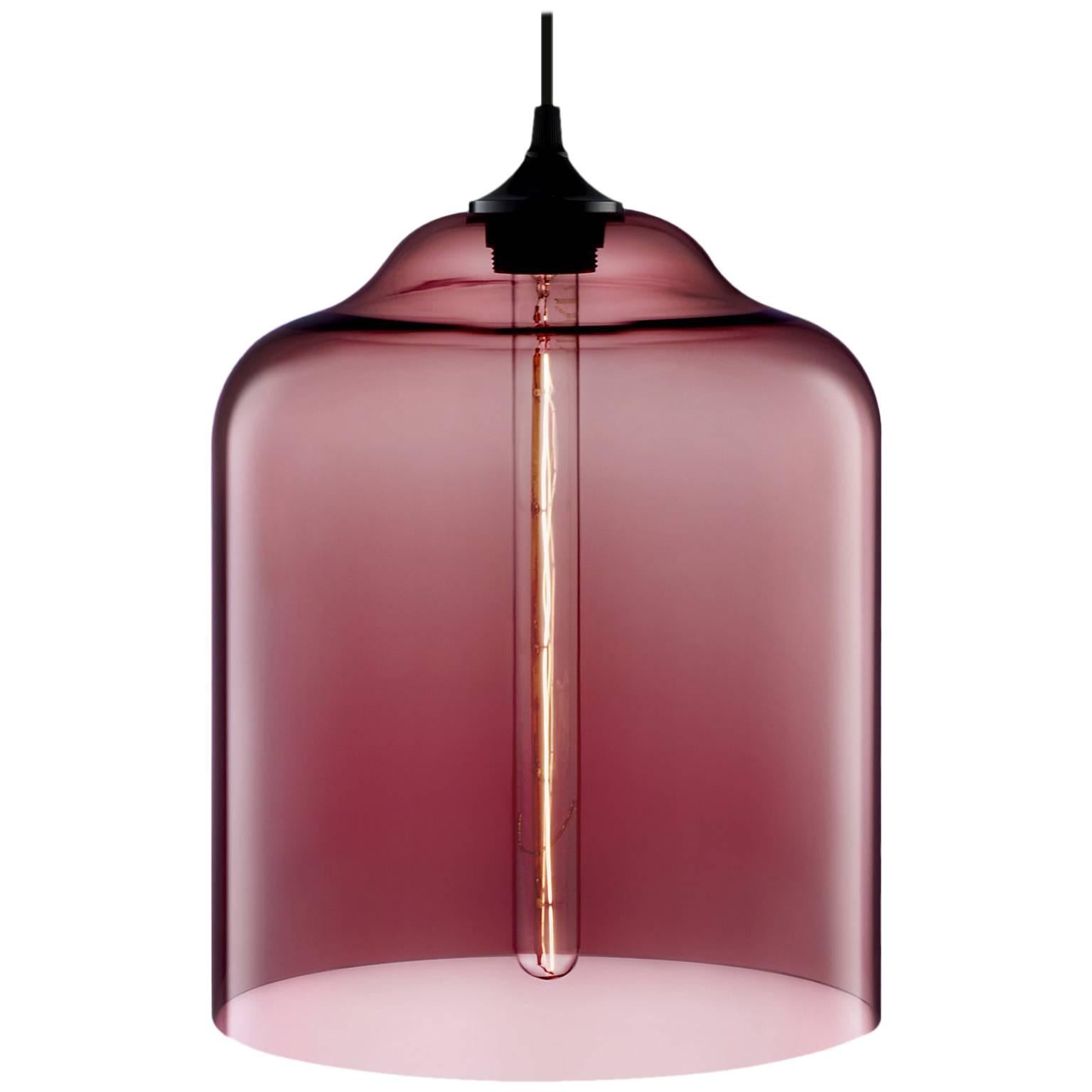 Lámpara colgante moderna de cristal soplado a mano Bell Jar Plum, fabricada en EE.UU.