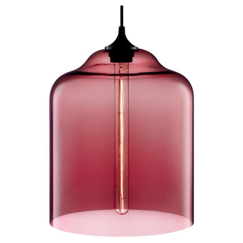 Bell Jar Plum Handblown Modern Glass Pendant Light, Made in the USA For Sale