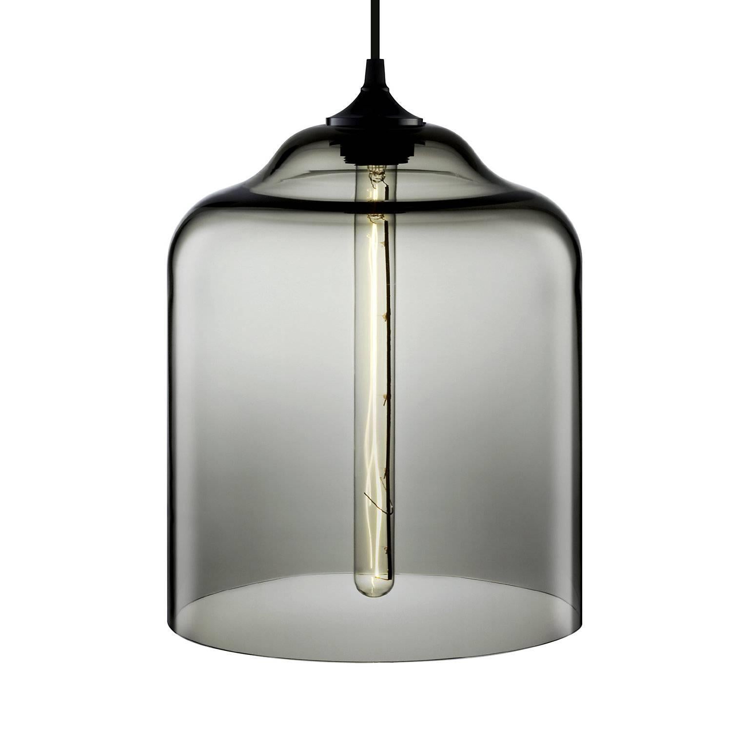 American Bell Jar Sapphire Handblown Modern Glass Pendant Light, Made in the USA For Sale