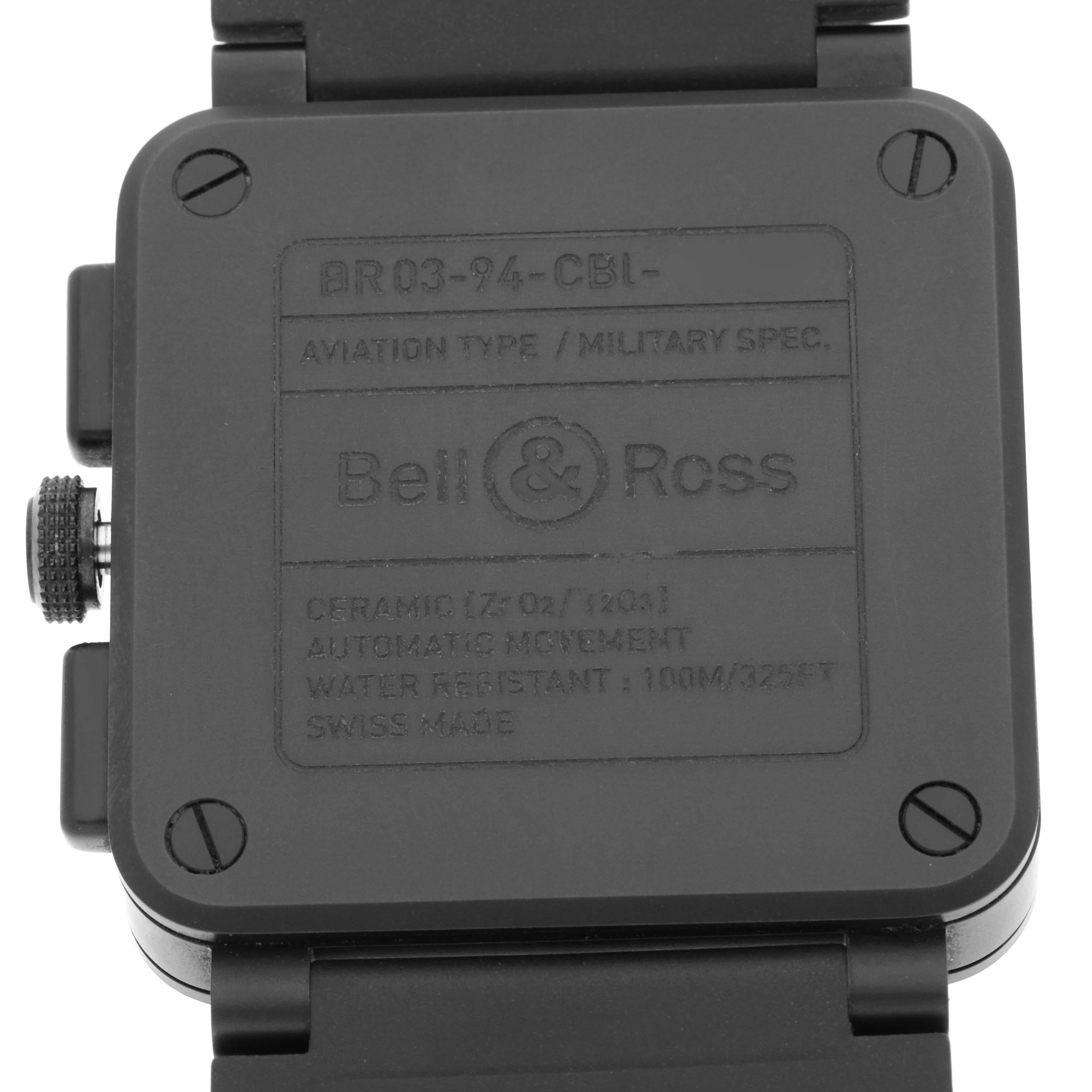 Bell & Ross Aviation Instrument Chronographe en céramique pour hommes BR03-94 Box Card en vente 2