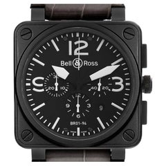 Montre chronographe Bell & Ross Aviation Instrument en acier BR0194 avec carte de boîte