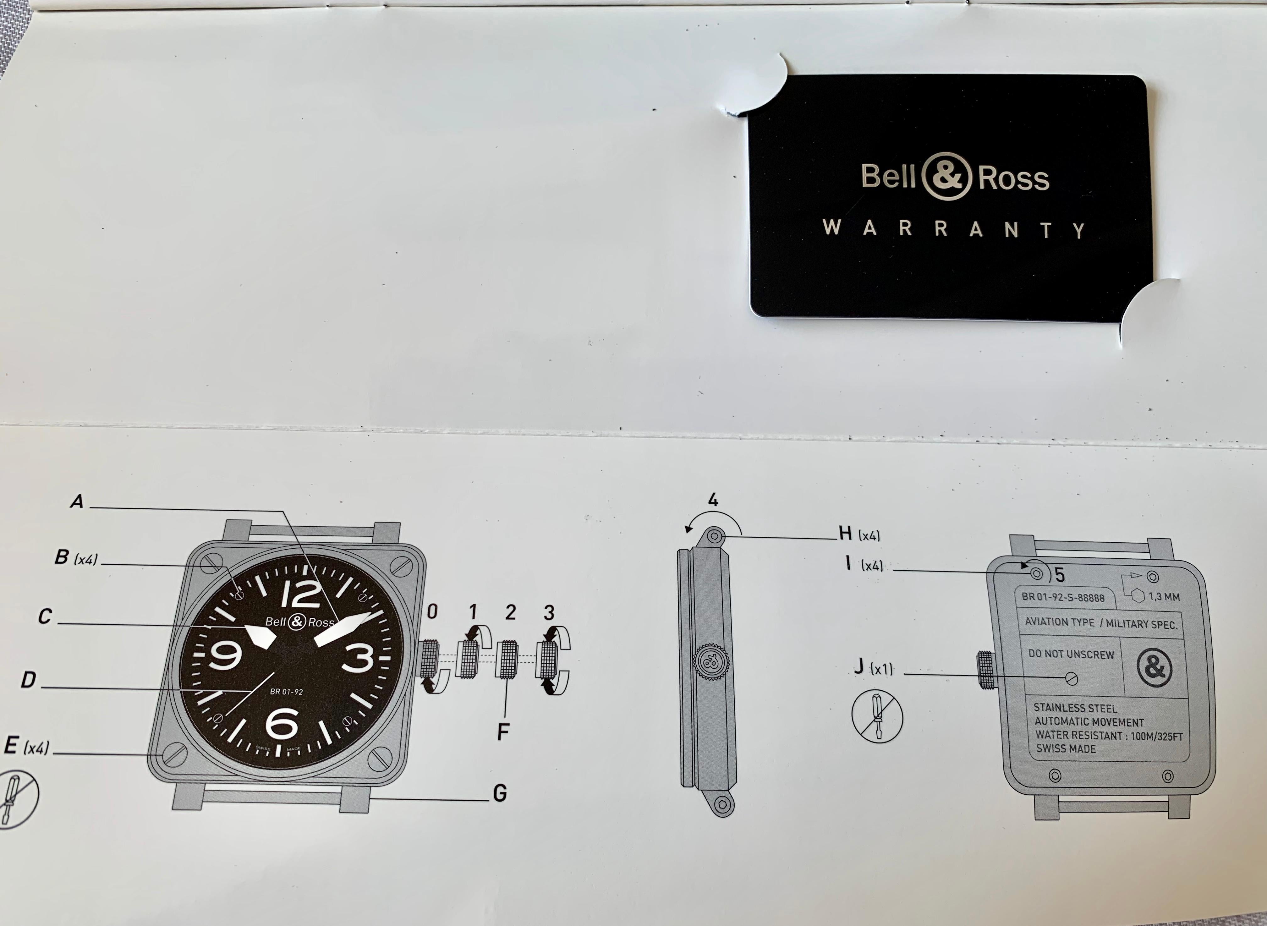 Bell & Ross BR 01-92 in Stahl mit Diamantlünette an schwarzem Lederarmband (Rundschliff) im Angebot