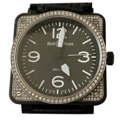Bell & Ross BR 01-92 de acero con bisel de diamantes y correa de piel negra