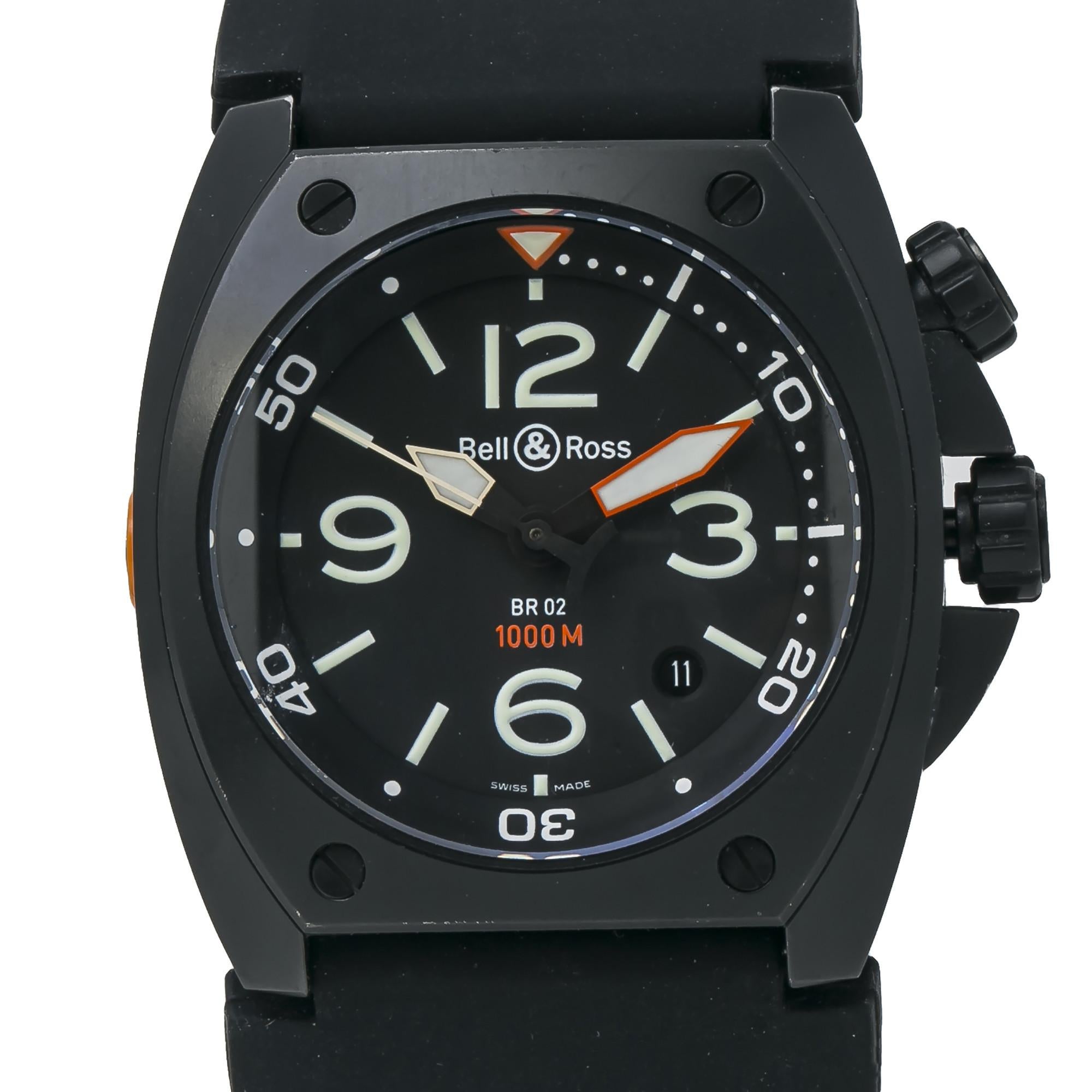 Men's Bell & Ross BR02-20 Box and Papers Professional Diver Automatic Rubber
