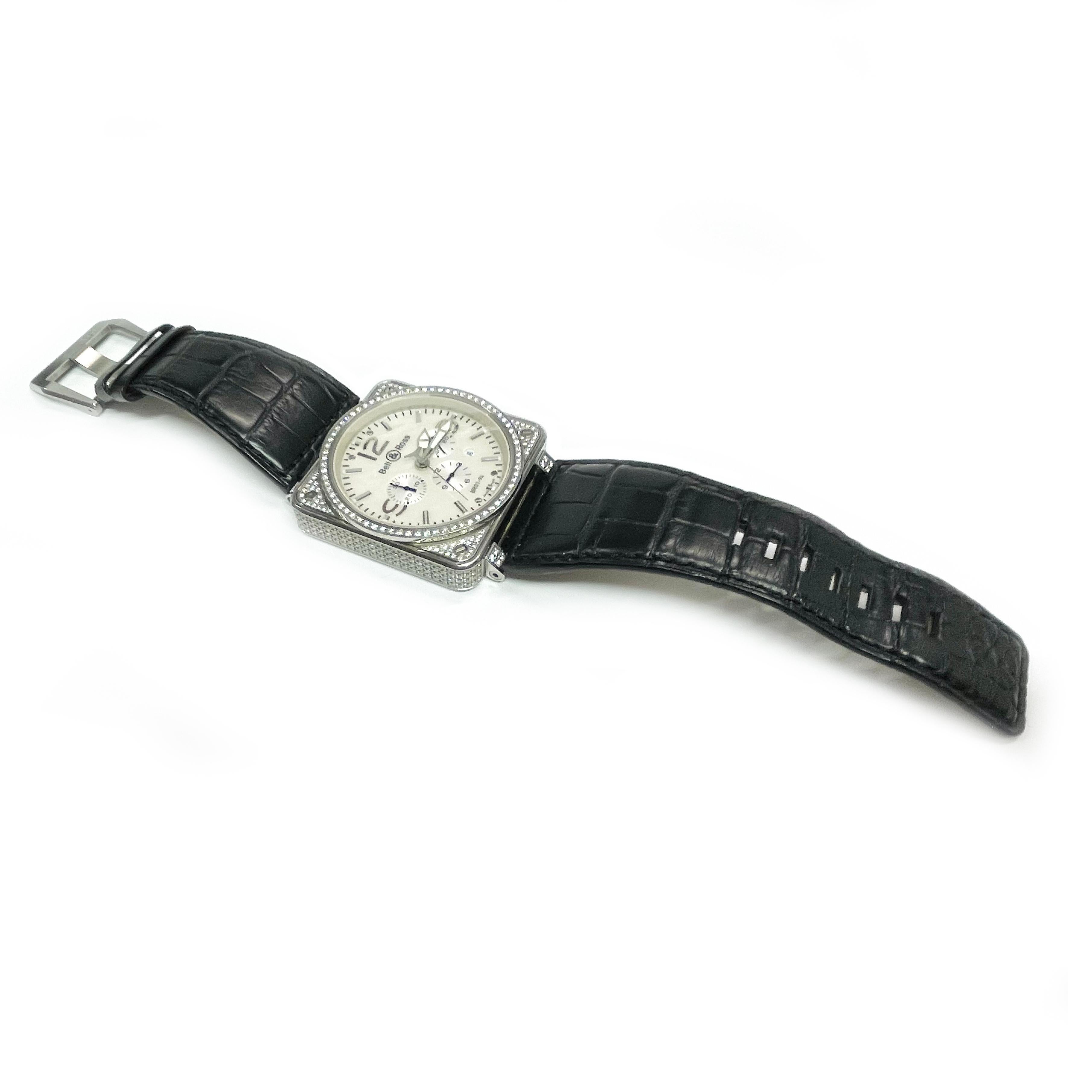 Round Cut Bell & Ross Diamond Wristwatch For Sale
