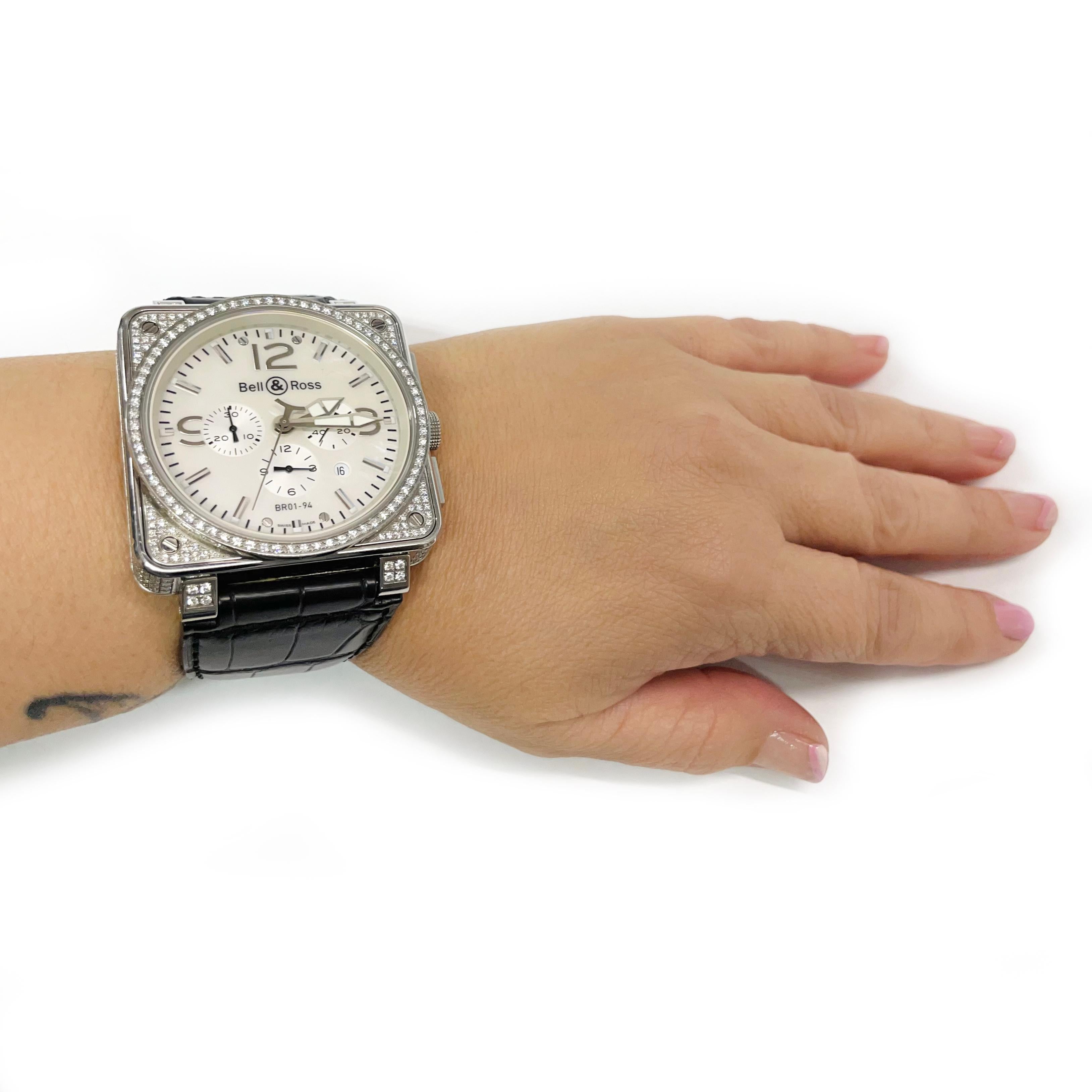 Women's or Men's Bell & Ross Diamond Wristwatch For Sale