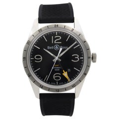 Bell & Ross GMT Steel Black Arabic Dial Automatic Men's Watch BRV123-BL-GMT/SRB