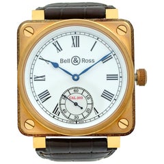 Bell & Ross Instrument De Marine Bronze Wood Manual Wind Watch BR01-CM-203
