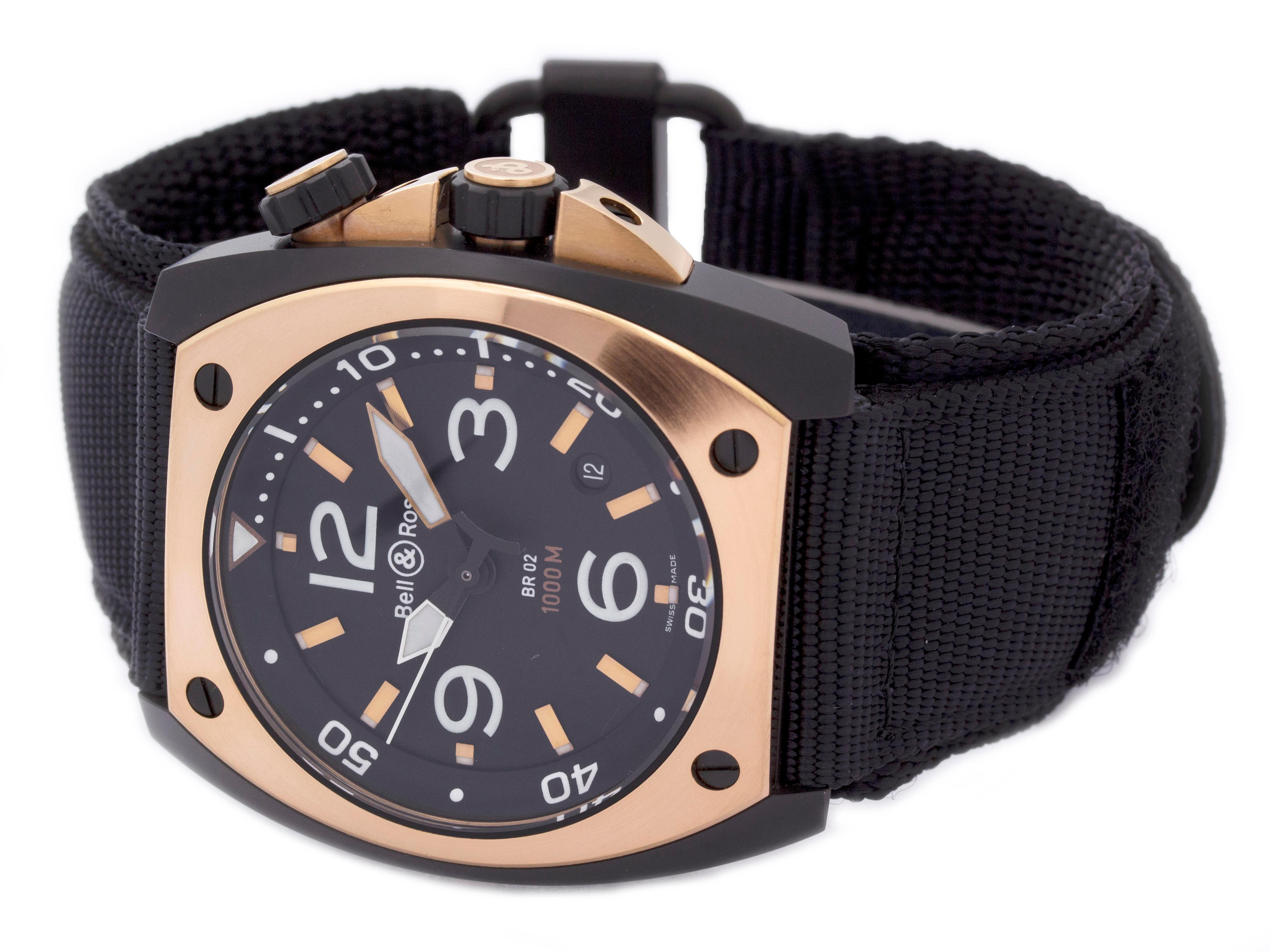 Bell & Ross Marine 92 BR02-PINKGOLD-CA In Excellent Condition For Sale In Willow Grove, PA