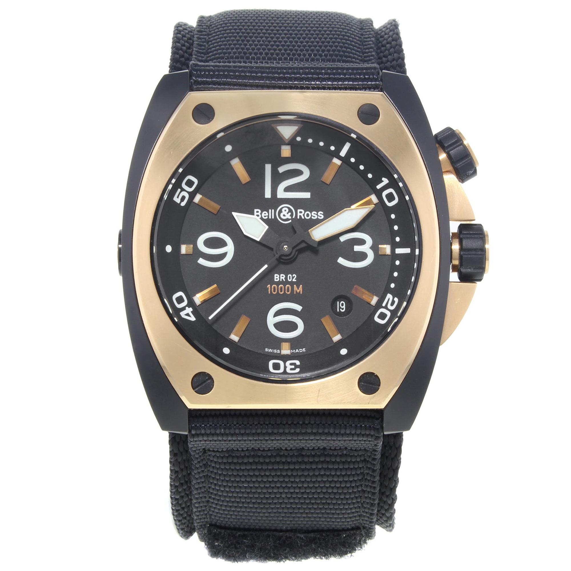 Bell & Ross Marine BR02‑PINKGOLD‑CA Steel PVD 18 Karat Rose Gold Automatic Watch