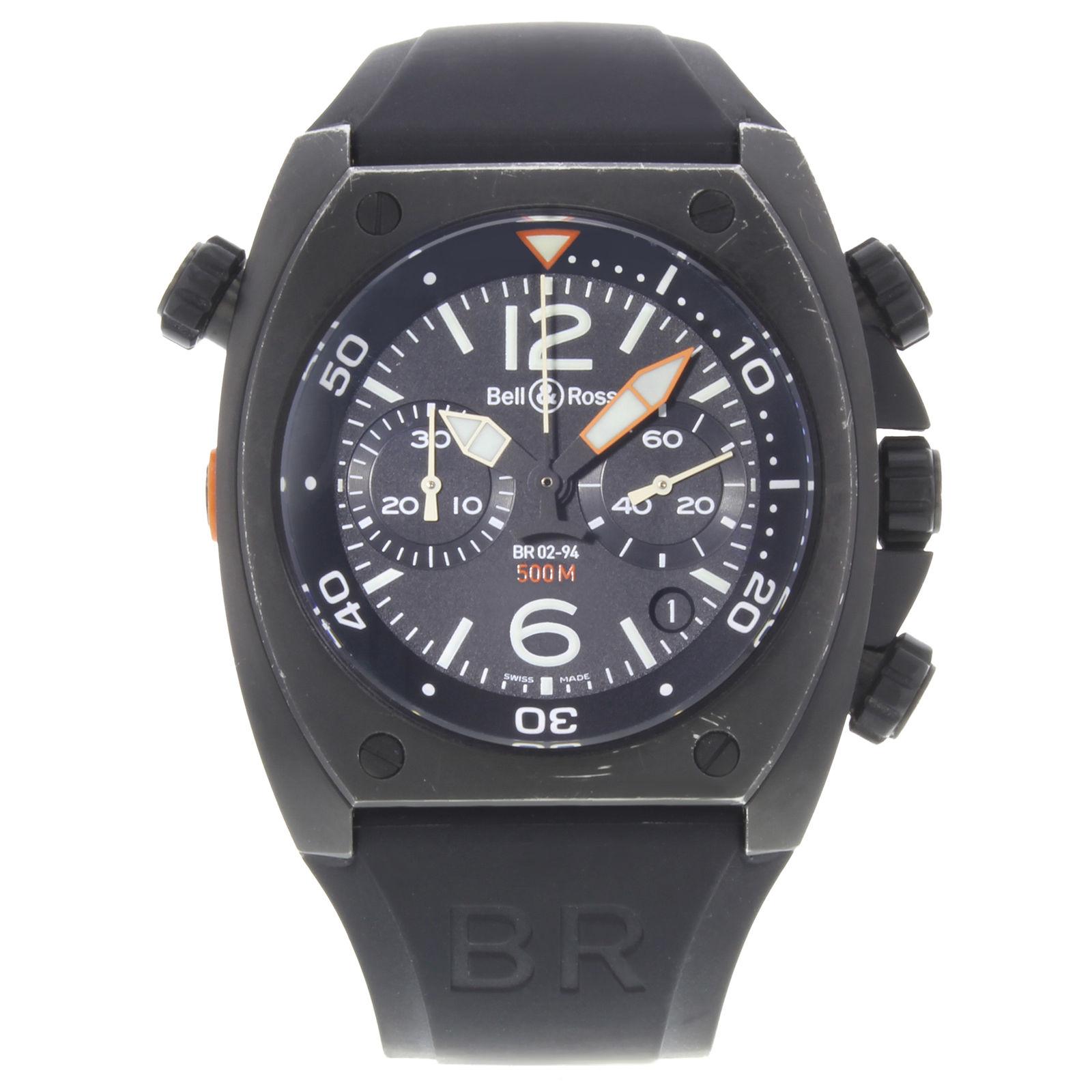 Bell & Ross Marine Carbon Ion-Plated Steel Automatic Mens Watch BR0294-CHR-BL-CA