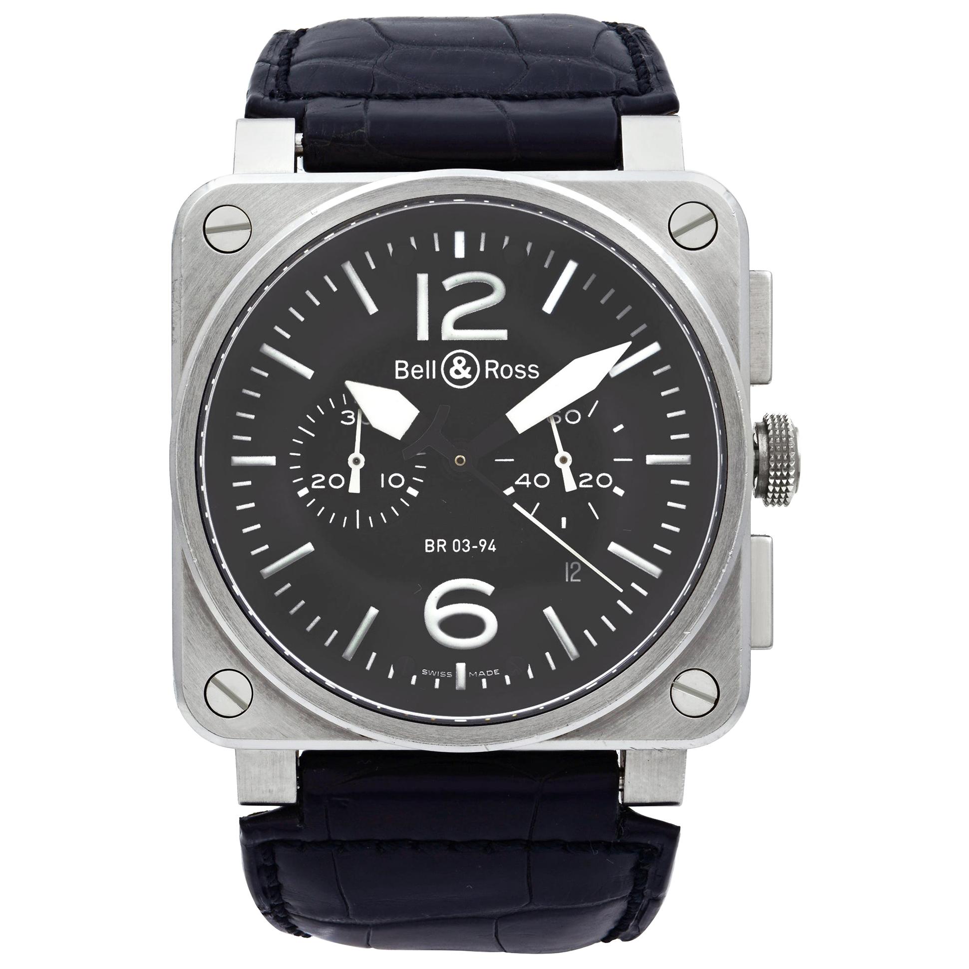 Bell & Ross Phantom Chronograph Steel Black Dial Automatic Men's Watch BR03-94-S