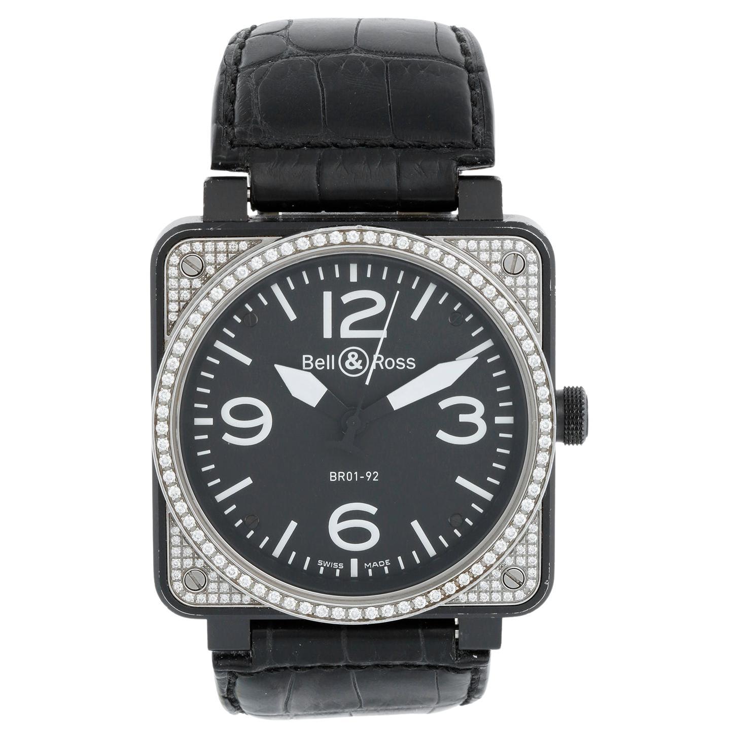 Reloj automático para caballero Bell & Ross de acero inoxidable con diamantes BR01-92