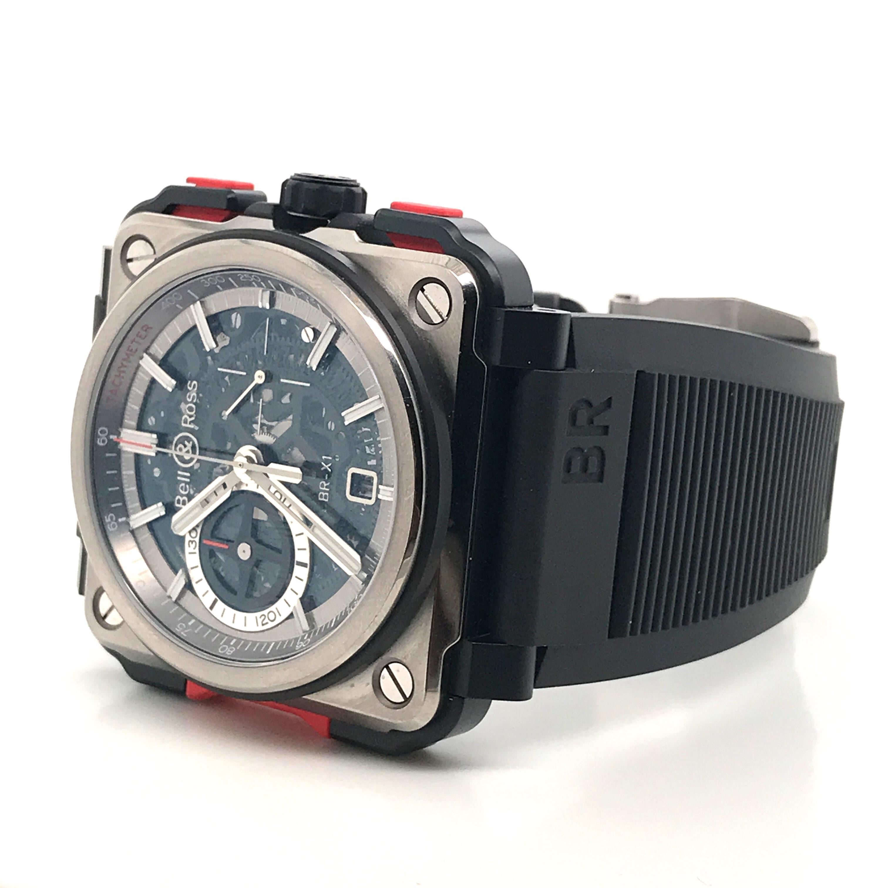 Bell & Ross Titanium BR-X1 Ltd Ed Skeleton Chronograph Mechanical Wristwatch In New Condition In Vannes, FR