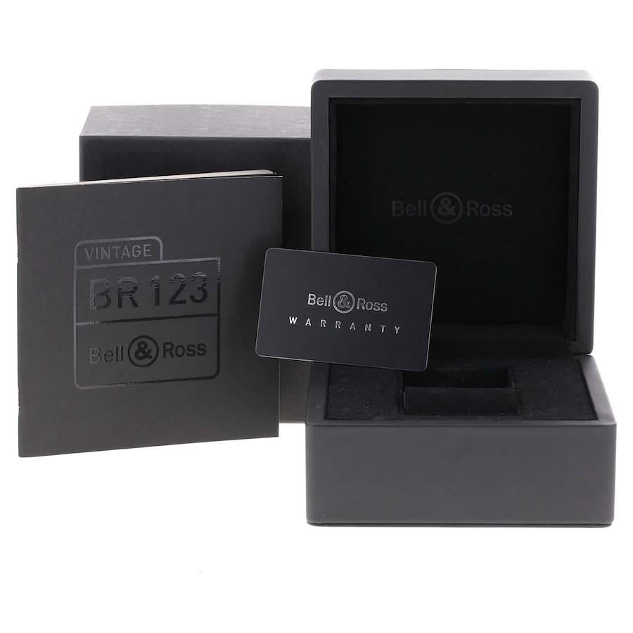 Bell & Ross Vintage Black Dial Ceramic Mens Watch BR123 Box Card For Sale 5