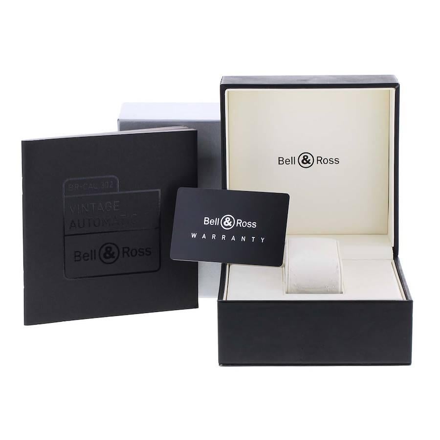 Bell & Ross Vintage Black Dial Steel Mens Watch BR123 Box Card For Sale 5