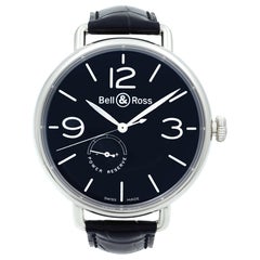 Montre automatique Bell & Ross WW1 à cadran noir en acier de réserve de marche BRWW197-BL-ST/SCR