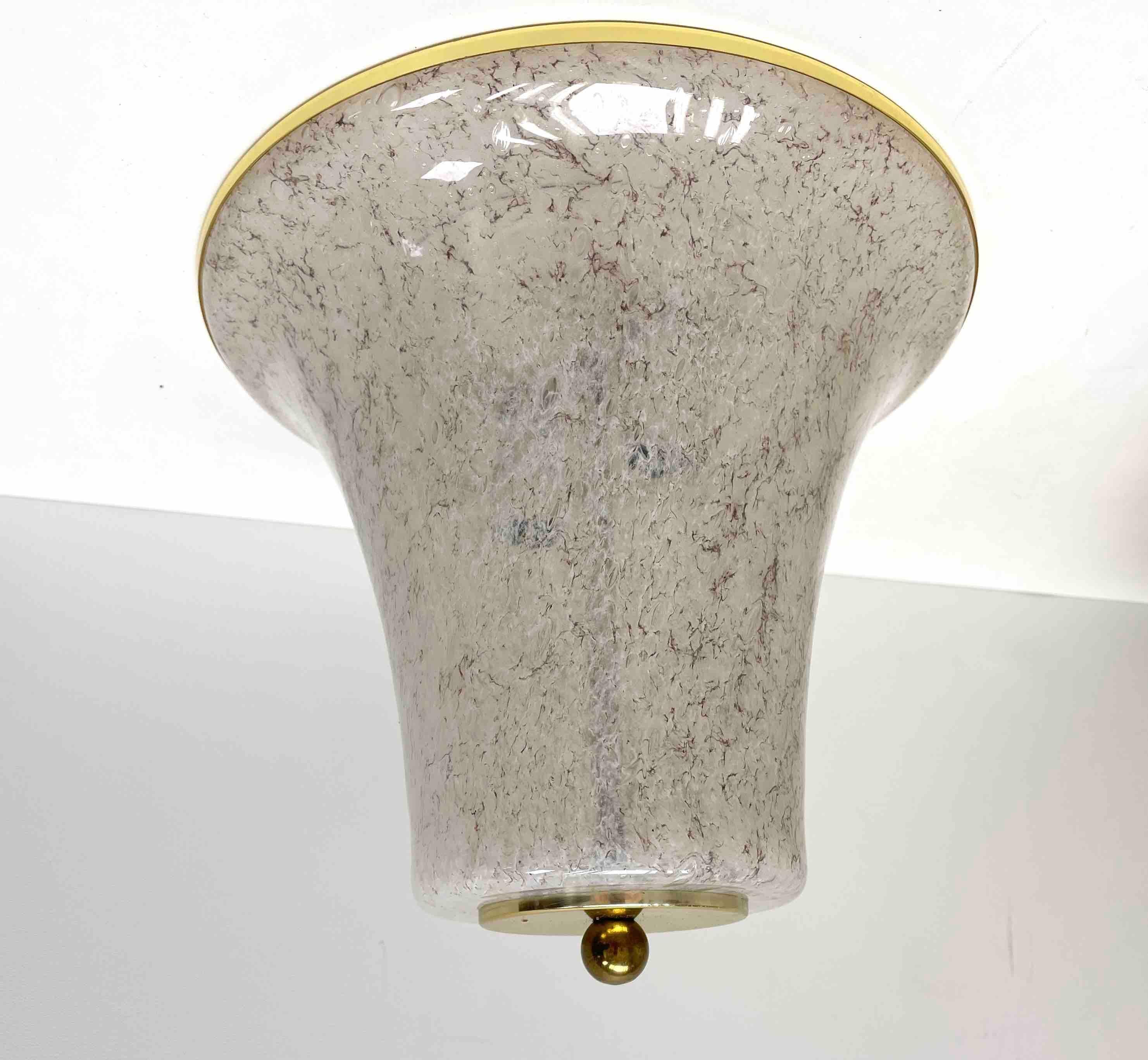 Bell Shape Glass Flush Mount by Doria Leuchten, Germany, 1970s In Good Condition For Sale In Nuernberg, DE
