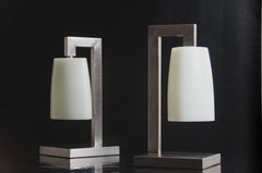 Bell Shape Lamp, Bai Jade Peking Glass by Robert Kuo, Hand Carved, Limited