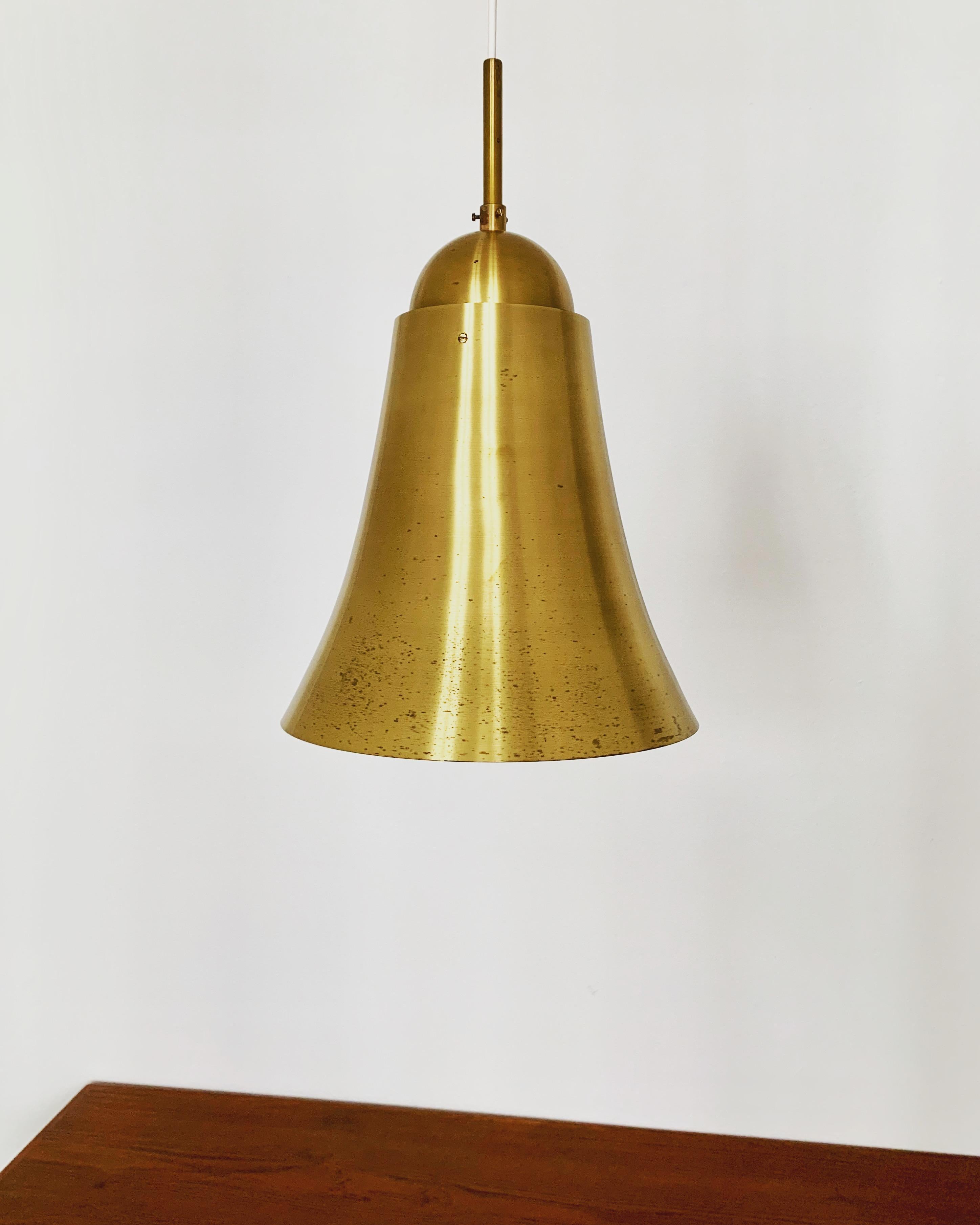 German Bell shaped brass pendant lamp For Sale