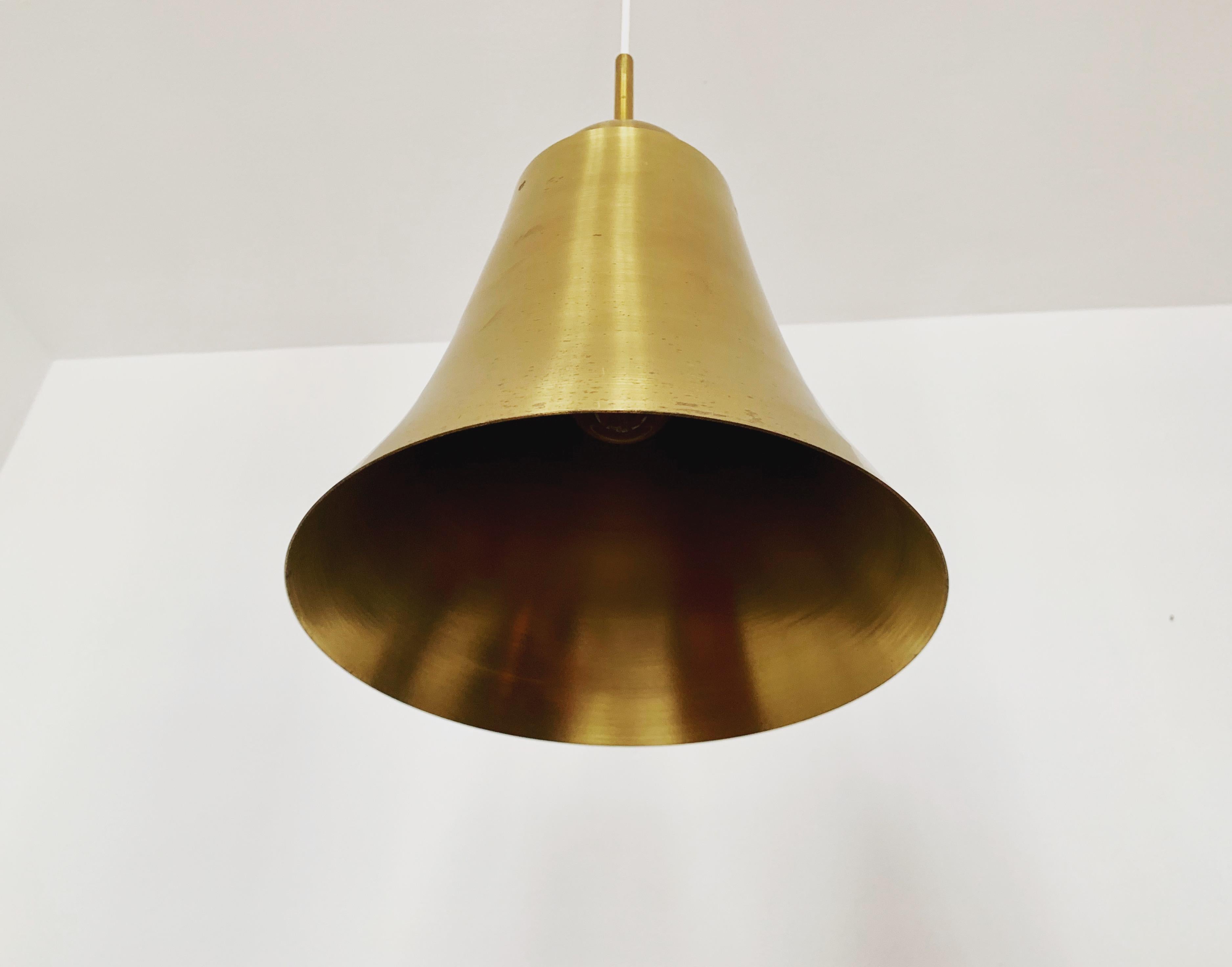 Mid-20th Century Bell shaped brass pendant lamp For Sale