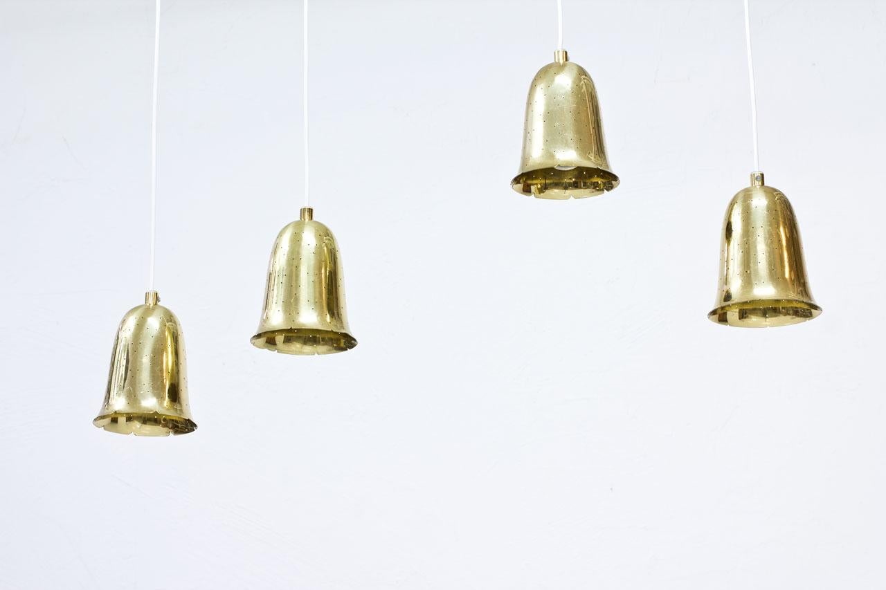 Scandinavian Modern Bell Shaped Brass Pendant Lamps by Boréns