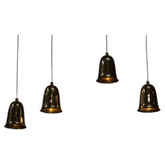Vintage Bell Shaped Brass Pendant Lamps by Boréns