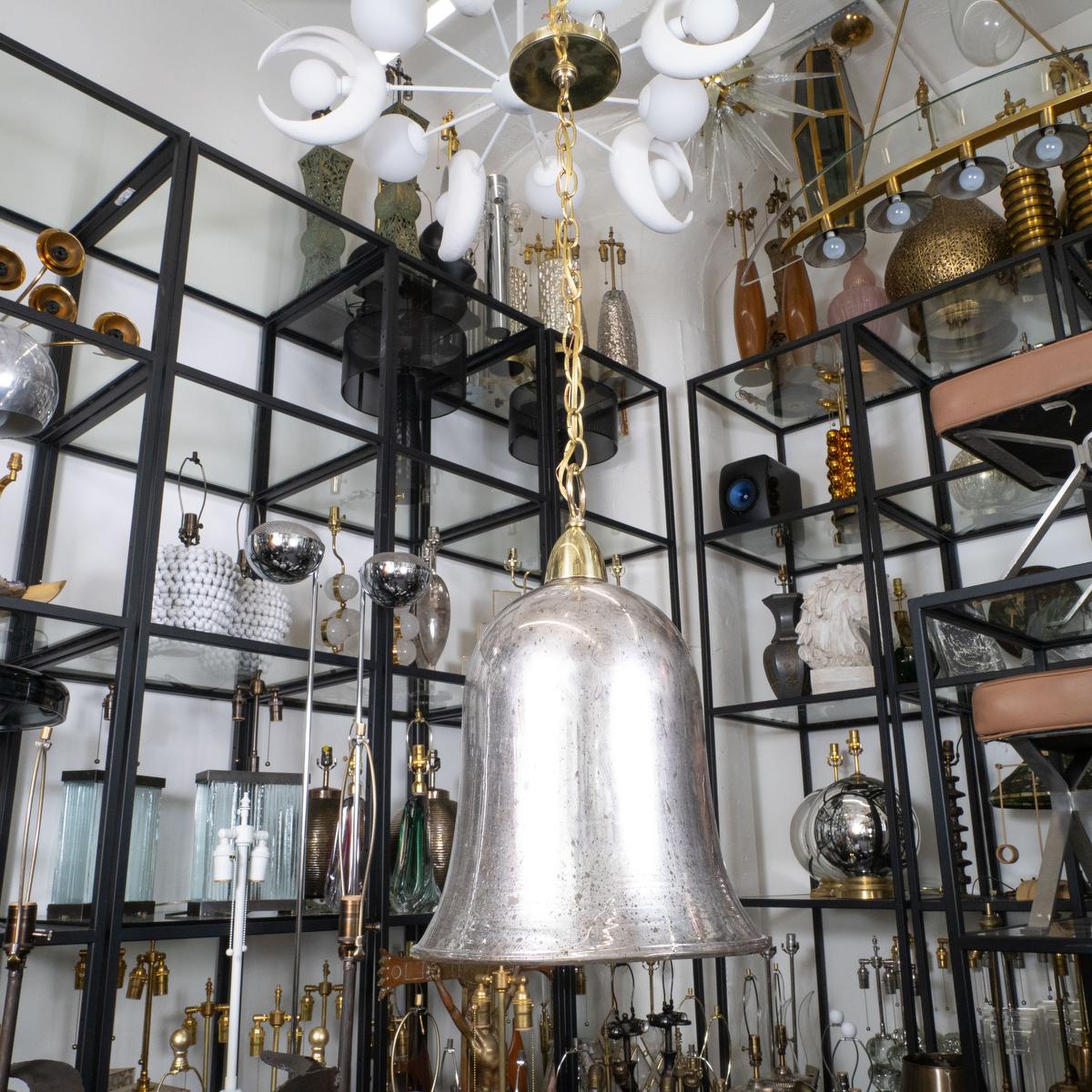 Mid-Century Modern Bell-shaped mercury glass pendant For Sale
