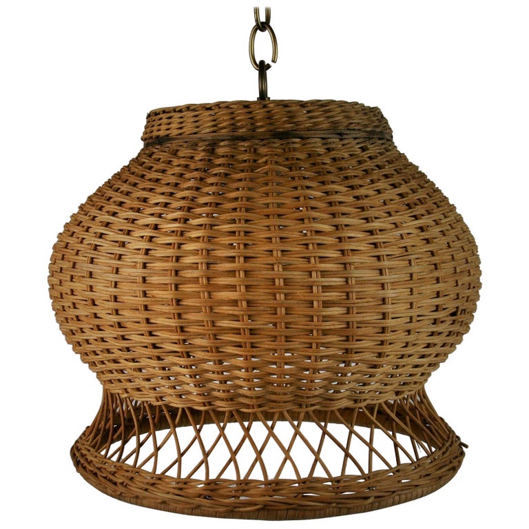 Bell Shaped Wicker Pendant Light For Sale at 1stDibs