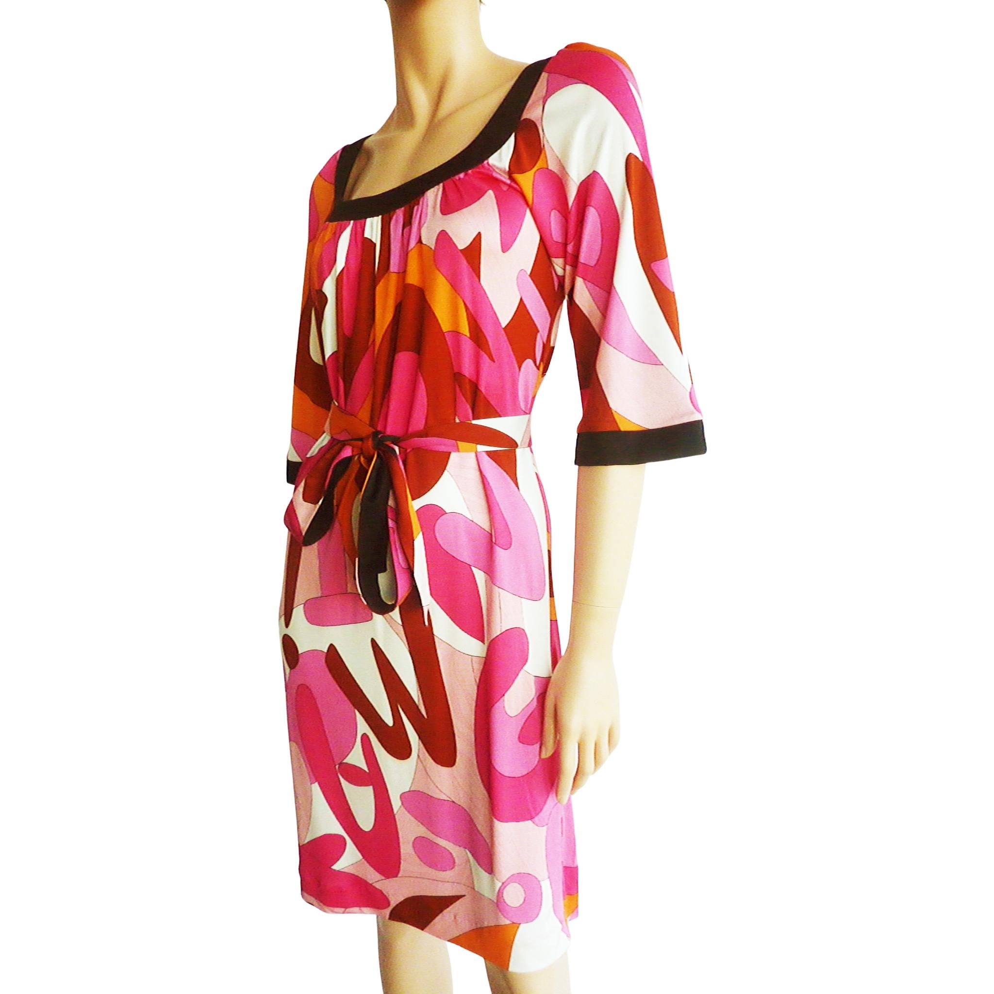 Bell sleeve Pink Orange Alphabet Shift Dress Flora Kung NWT For Sale 2