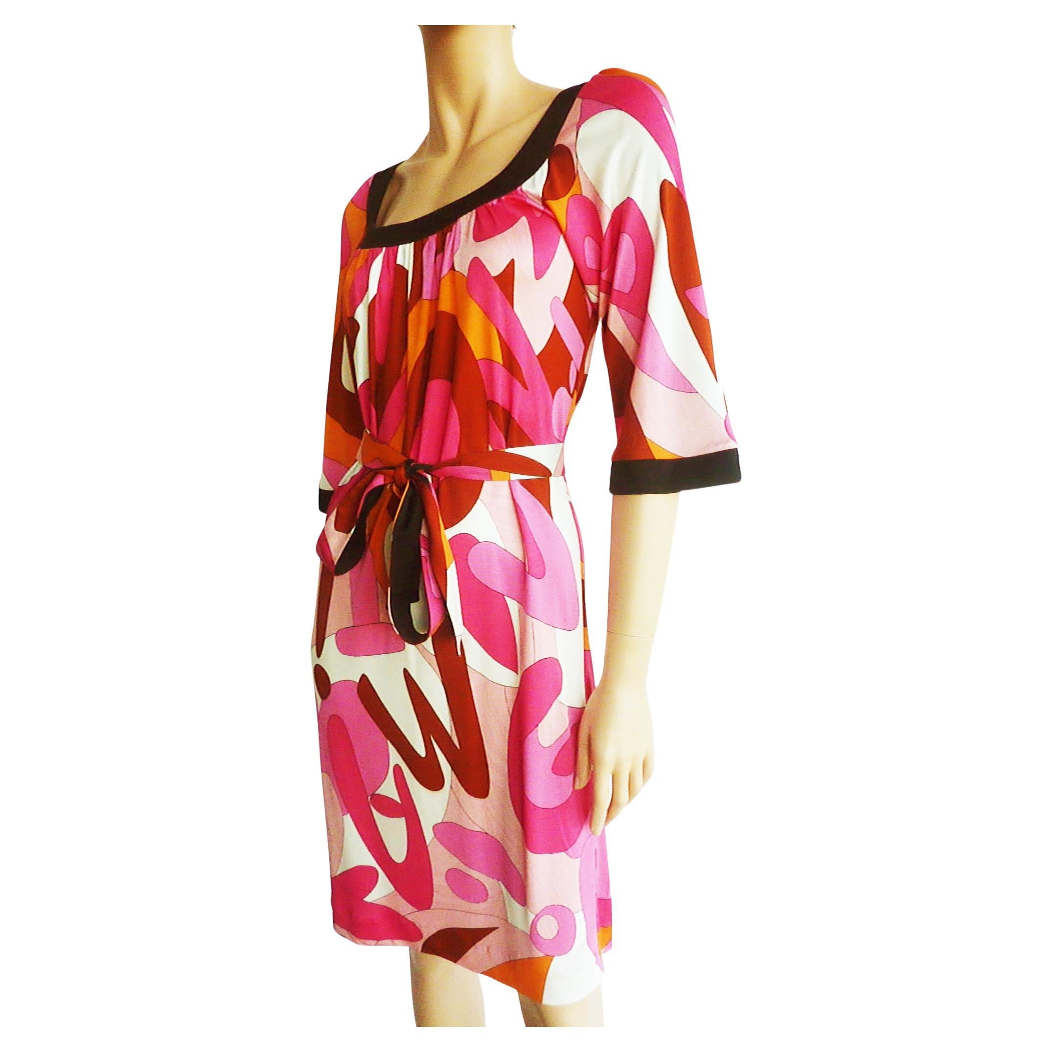 Bell sleeve Pink Orange Alphabet Shift Dress Flora Kung NWT For Sale