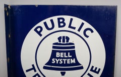 Bell System Telephone Double Sided Flange Porcelain Sign