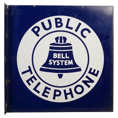 Bell System Telephone Enseigne en porcelaine à bride double face