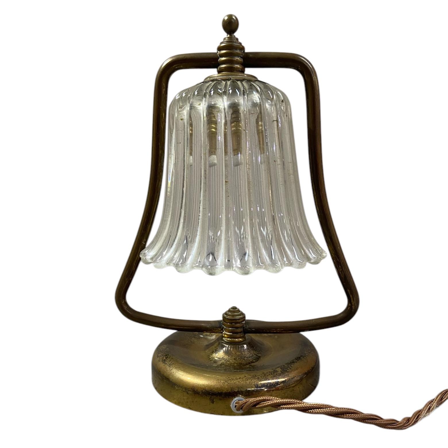 Bell table lamp, brass and Murano glass, Barovier, Italy, 1940's For Sale 5