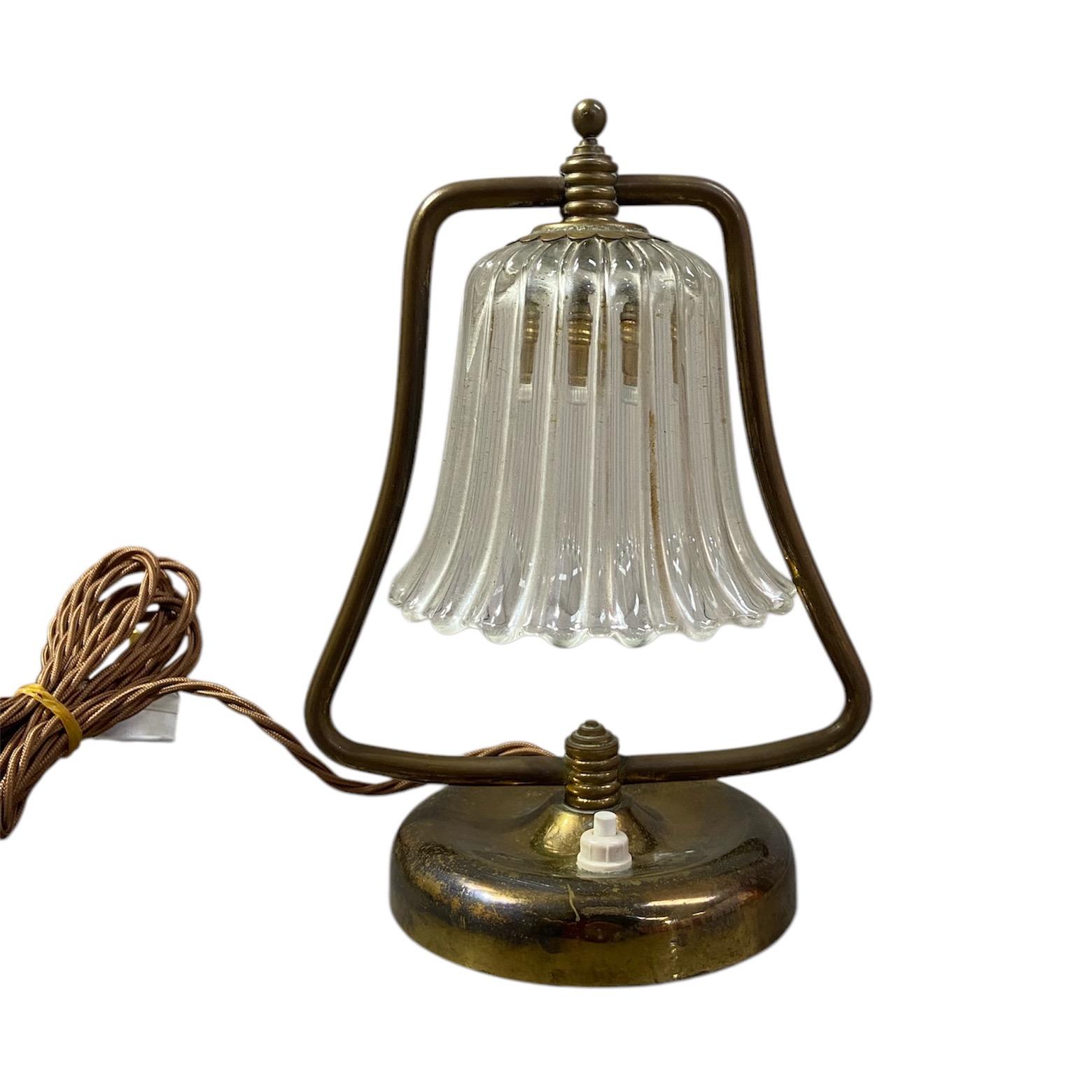 Bell table lamp, brass and Murano glass, Barovier, Italy, 1940's For Sale 7