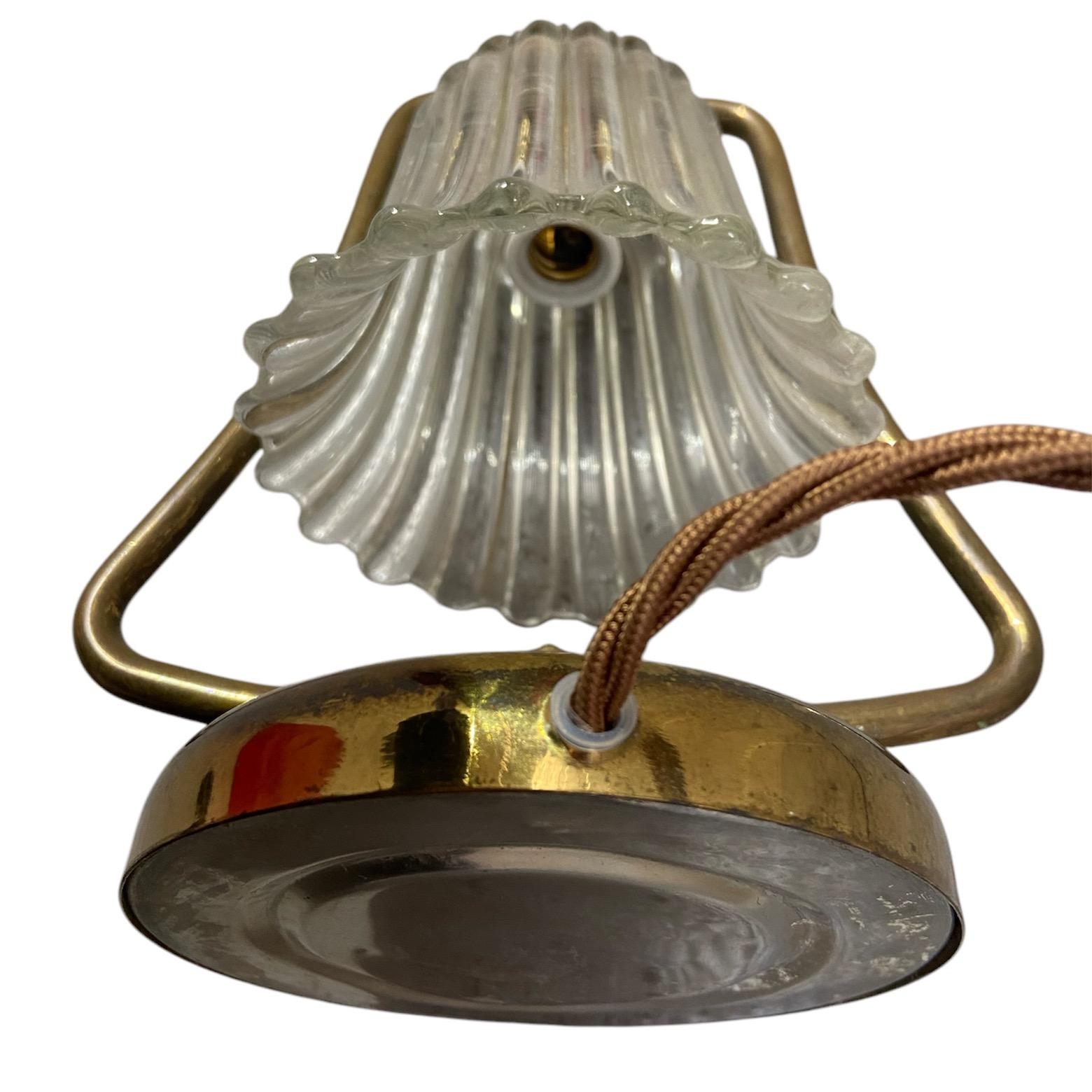 Bell table lamp, brass and Murano glass, Barovier, Italy, 1940's For Sale 1