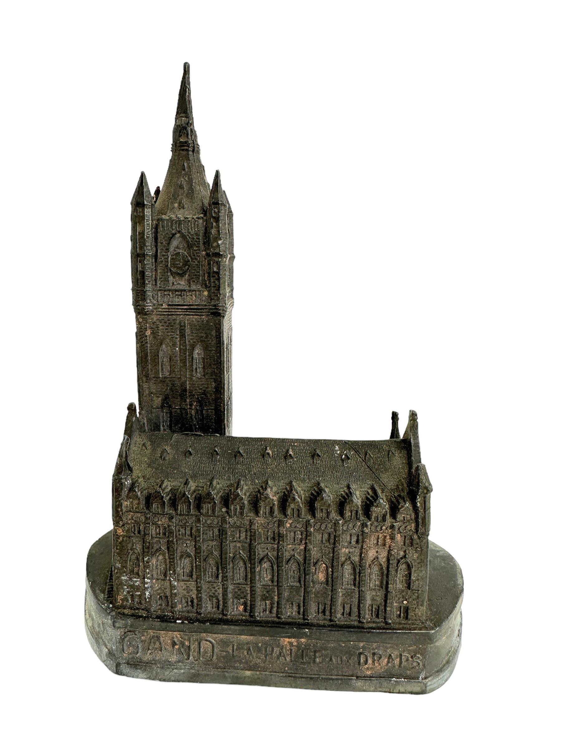 Campanario Cloth Hall Edificio de souvenirs de Gante Modelo arquitectónico Bélgica Años 30 Belga