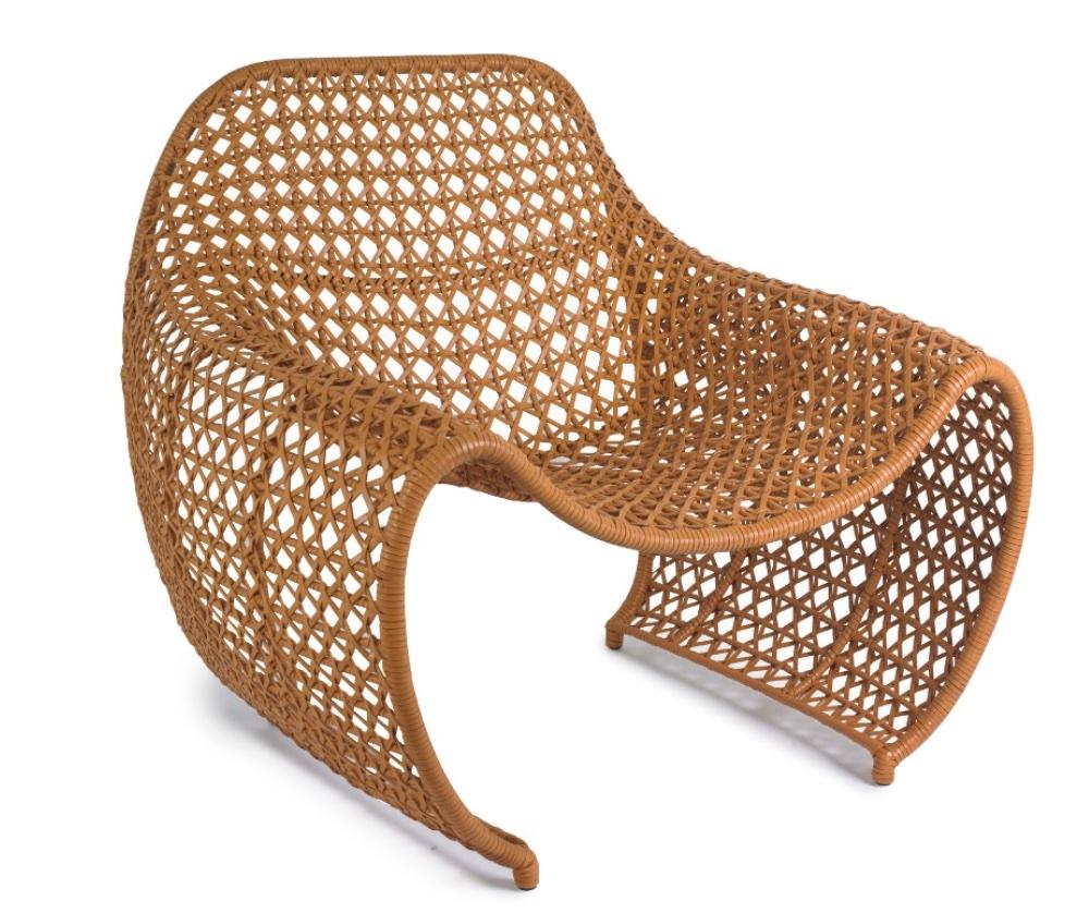 International Style Bella Armchair Open Weave Leather For Sale