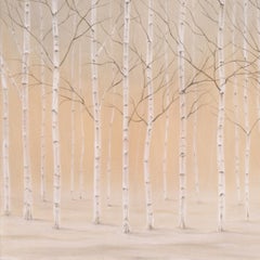 'Silver Birches in the Snow', Large Sunlit Winter Landscape, Oakland, Norfolk