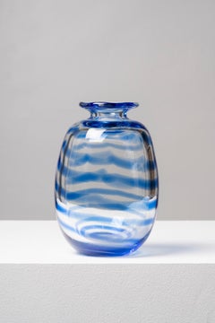 "Bella Blue Carafe" Vase by William Yeoward, England, c. 1983.
