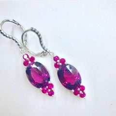 Bella Campbell Campbellian Malayan Pink Garnet and Ruby Earrings with Diamonds