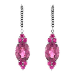 Bella Campbell Boucles d'oreilles Campbellian Malayan Pink Garnet and Ruby avec diamants