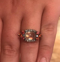 Bella Campbell/Campbellian Rainbow Moonsone Orange Sapphire Diamond Ring in Gold