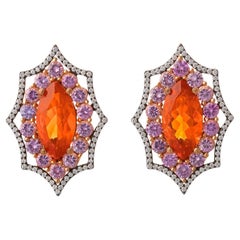 Bella Campbell Fire Opal Pink Sapphire Diamond Earrings