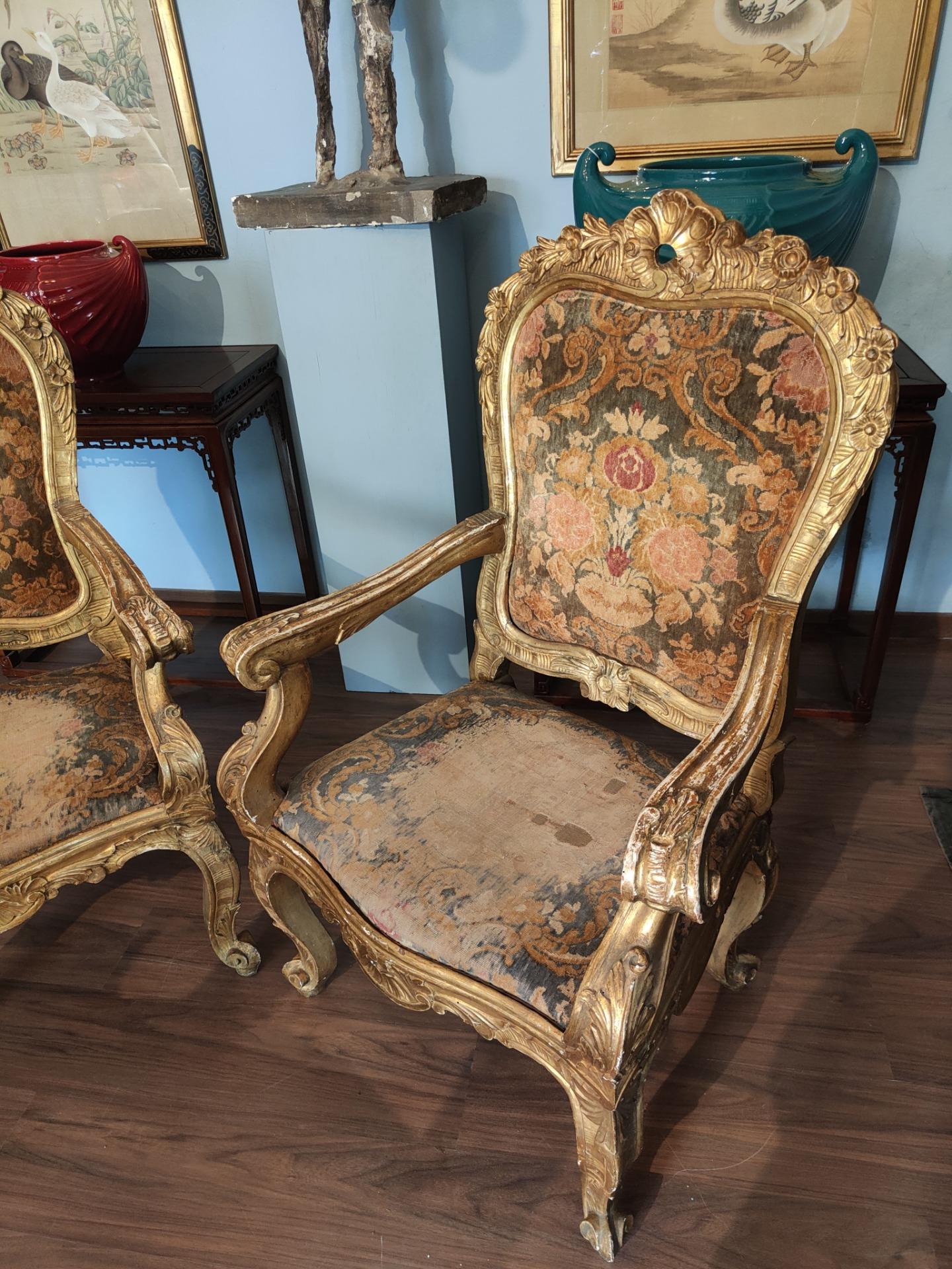 Baroque Beautiful Pair Of Armchairs, Rome, Period: 600 For Sale