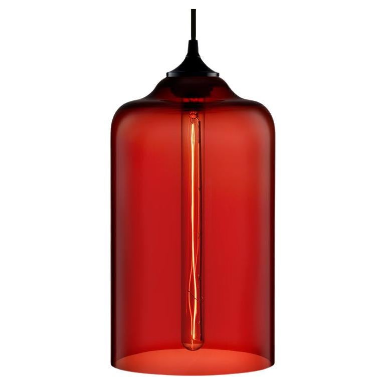Bella Crimson Handblown Modern Glass Pendant Light, Made in the USA For Sale